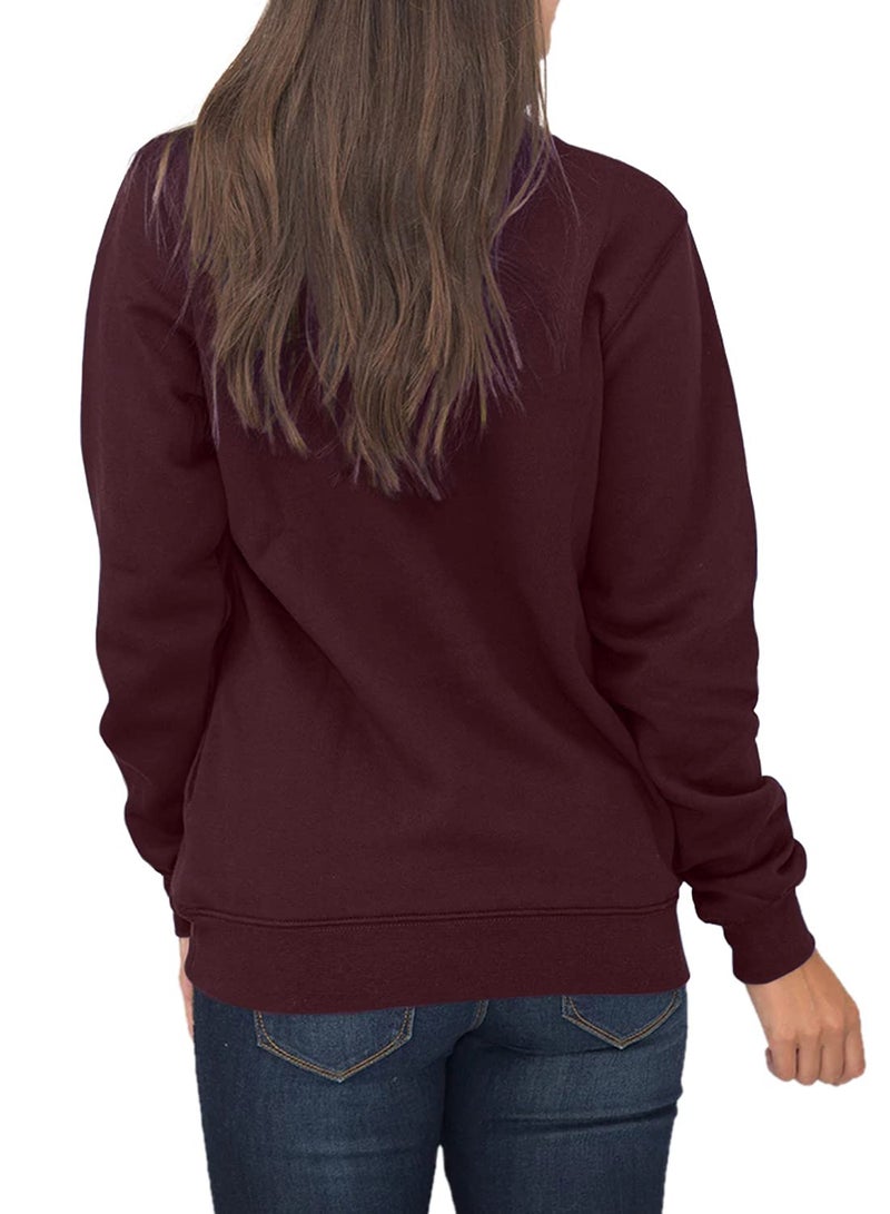 Samefar Womens Fall Tunic Sweatshirts Full Sleeve 1/4 Zip Fleece Warm Soft Pullover Purplish Red Shirt and Blouse Small - Image 3